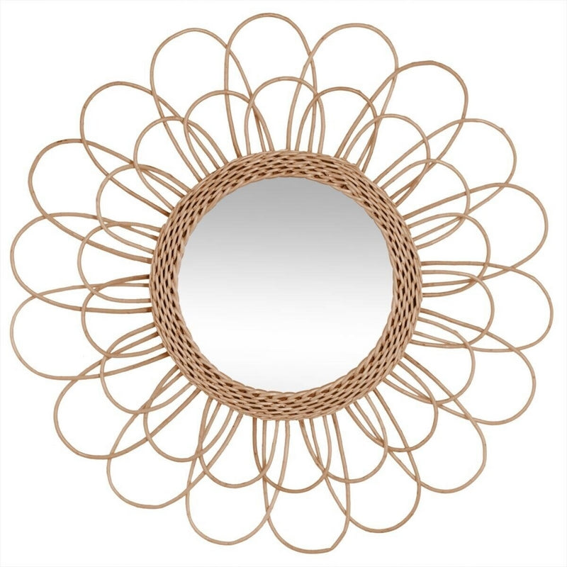 Miroir rotin fleur