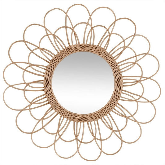 Miroir rotin fleur