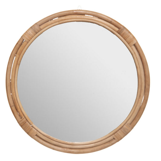 Miroir rond rotin